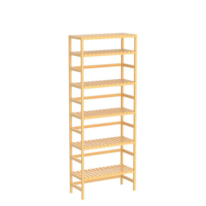 Homykic 6-Tier Bamboo Bookcase - Adjustable Free Standing Storage Shelf for Home and Office - WoodArtSupply