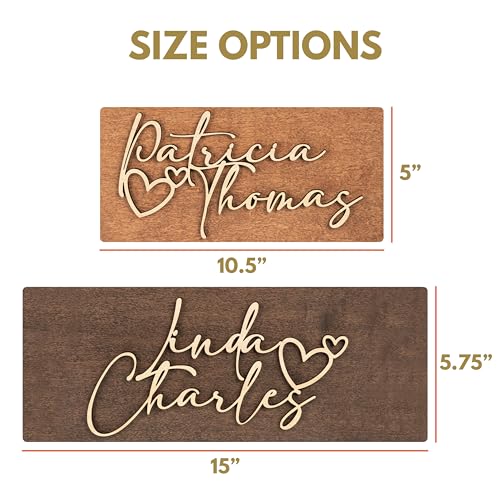 Valentines Day Gifts for Him, Her, Personalized 3D Couples Sign w/Names and Hearts - Black, 2 Optional Sizes - Custom 3D Couples names Wood Sign, Customization Mill