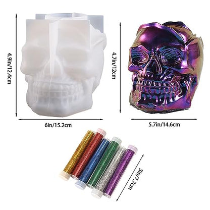 Nenkarn Skull Resin Mold, 3D Large Skull Resin Mold for Makeup Brush Holder, Candle Making, Home Decor, Jewelry Candy Container Box, DIY Resin Epoxy - WoodArtSupply