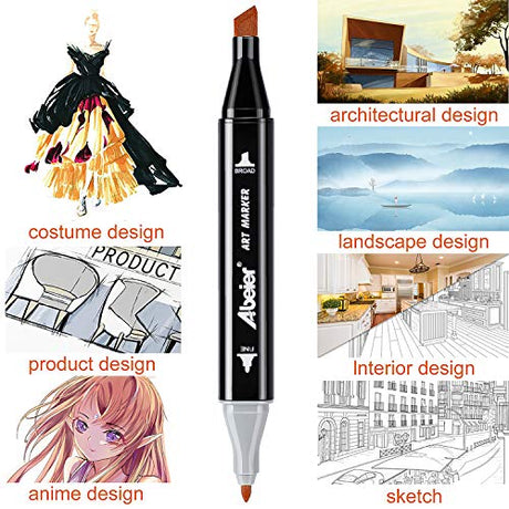 abeier 80 Colors Alcohol Based Markers, Dual Tip Drawing Markers Set, Plus 1 Colorless Blender Pen, Permanent Sketch Animation Markers for Kids, abeier
