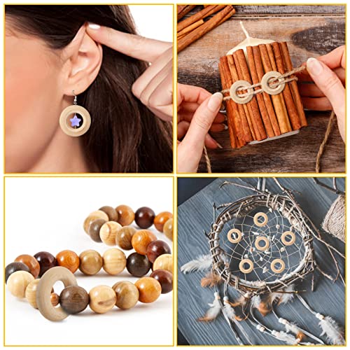 Ira Pollitt 150 Pcs 25 mm/1 inch Wooden Craft Ring Natural Unfinished Mini Wooden Rings Circle Wood Pendant Connectors for DIY Projects Jewelry and Ira Pollitt