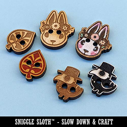 Very Happy Kawaii Computer Face Emoticon Wood Buttons for Sewing Knitting Crochet DIY Craft - Medium 1.00 Inch (7pcs) Sniggle Sloth