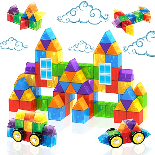 Cra-Z-Art Magrific 3D Magnetic Blocks 28 Piece Set - Colorful Magnet Building Tiles with 3D Blocks, Vehicle Wheels - STEM Skills Cra-Z-Art
