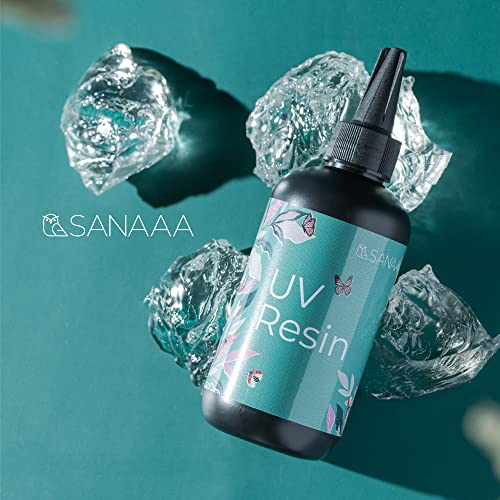 UV Resin 200g/7oz One Minute Fast Curing Clear Hard Type for Polymer Clay Seal, Tumbler, Pen, DIY Earring Pendant Jewelry Making SANAAA