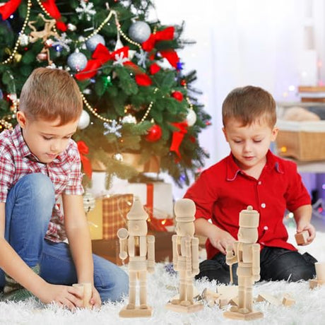 MAGICLULU 3Pcs Christmas Wooden Unfinished Nutcracker Wooden Nutcracker to Paint Unpainted Nutcracker for Christmas Decor DIY Craft MAGICLULU