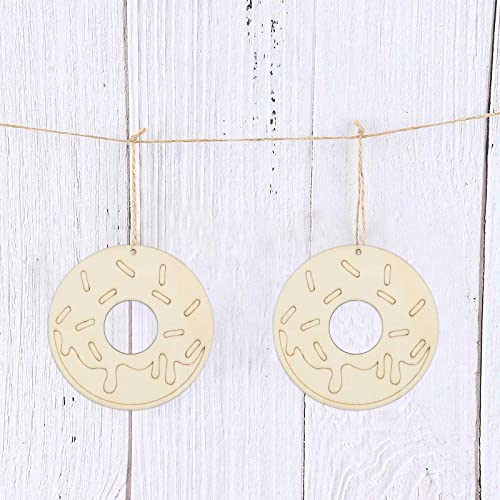 20pcs Doughnuts Shape Unfinished Wood Cutouts DIY Crafts Donuts Wooden Ornaments for Wedding Birthday Baby Shower Party Decoration JANOU