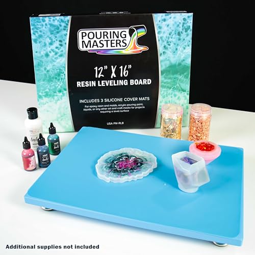 Pouring Masters Leveling Board for Epoxy Resin, 16" x 12", 3 Silicone Cover Mats - Adjustable Precision Leveling Table for Self-Leveling Resin, - WoodArtSupply