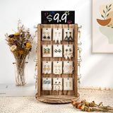 Pinzoveco Rotating Earring Display Stands for Selling with Adversitsing Board, Real Wood Jewelry Display Stand for Vendors, Large Capacity Earring Pinzoveco