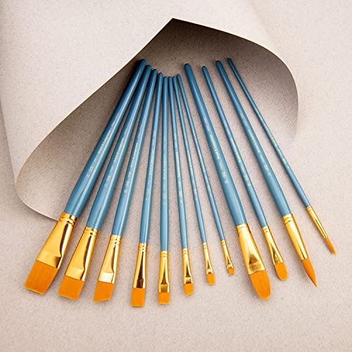 Royal Brush Manufacturing Royal and Langnickel Zip N' Close 12-Piece Brush Set, Medium Gold Taklon - WoodArtSupply