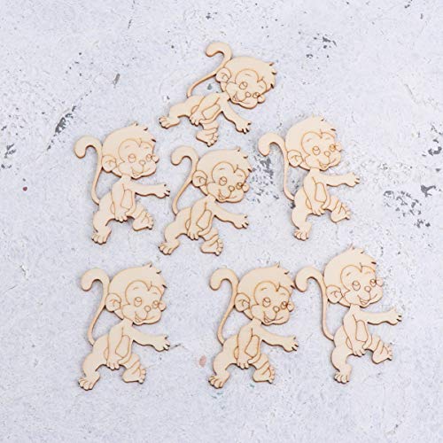 ABOOFAN 60 Pcs Wooden Table Christmas Decor Unfinished Wood Monkey Cutout Shapes Wood Letters Crafts Wood Cutouts for Crafts Unfinished Wooden ABOOFAN