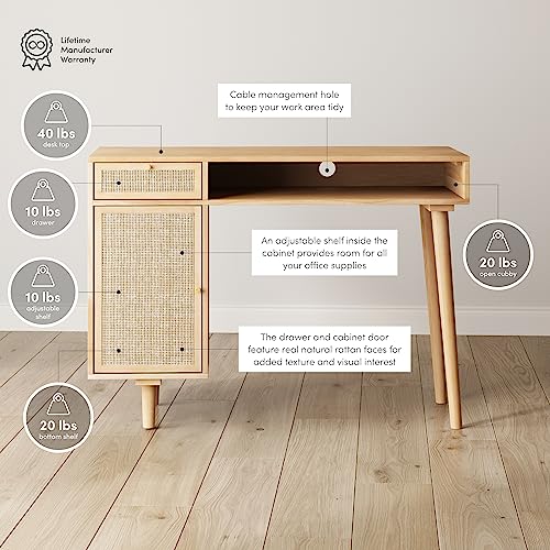 Nathan James Jacklyn Modern Home Office Writing Desk, Natural Brown Nathan James