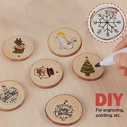 Wood Slices, Unfinished Wood Disc 3 Different Size Natural Log Wooden Circles for Art Crafts Wall Decor Wedding Christmas Ornaments 30 PCS (3-4cm