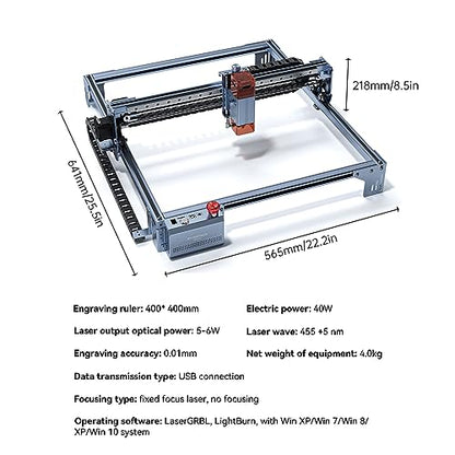 ATOMSTACK MAKER A5 V2 Laser Engraver, 5W Laser Engraving Machine, 400x400mm Engraving Area Laser Cutting & Engraving Machine, Laser Engraver Support - WoodArtSupply