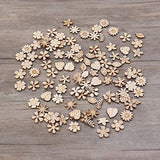 Flower Leaf Pattern Slice 100pcs Unfinished Wood Cutouts Flower Wood Shapes Pieces Wood Discs Slices for DIY Craft Table Scatter Confetti 20mm Wooden Healifty