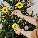 EXCEART 10 Pcs Unfinished Sunflower Wood Cutout Blank Wood Sunflower Slice with Twine for DIY Craft Spring EXCEART