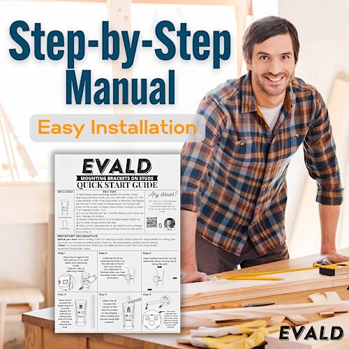 EVALD Electronic Stud Finder Wall Scanner | Wood and Metal Detector, Metal Pipe Locator, Joist Finder, Electric Wire Detector | Ideal for Cabinet, EVALD