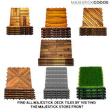 Interlocking Deck Tiles 8 Pack - Snap Together Wood Flooring | 12 x Acacia Hardwood Outdoor for Patio Click Floor Decking Tile Outdoors Balcony Majestick Goods