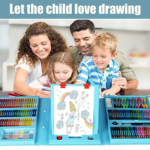 KINSPORY Art Supplies, 228 Pack Art Sets Crafts Drawing Coloring kit, Double-Side Trifold Art Easel, Oil Pastels, Crayons, Colored Pencils, Creative - WoodArtSupply