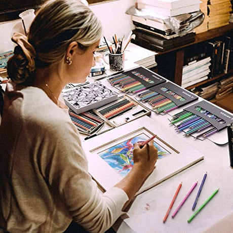 ARTEZA Colored Pencils for Adult Coloring with Case, 72 Assorted Drawing Pencils in Vibrant Colors, Pencil Set for Coloring Books and Journals, ARTEZA
