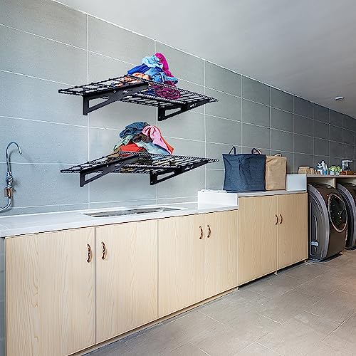 VEVOR Garage Shelving Wall Mounted, 1 x 4 ft Heavy Duty Garage Wall Shelves, 400 lbs Load Capacity Garage Storage Rack Floating Shelves, 2 Pack, VEVOR
