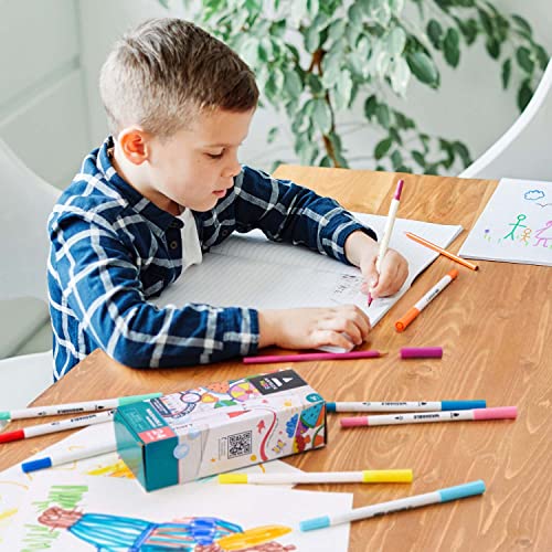 ARTEZA Kids Dual Tip Washable Markers, 24 Bright Colors, Marker Pens with Ultra Fine and Brush Tip, School Supplies for Kids Ages 3 and Up ARTEZA