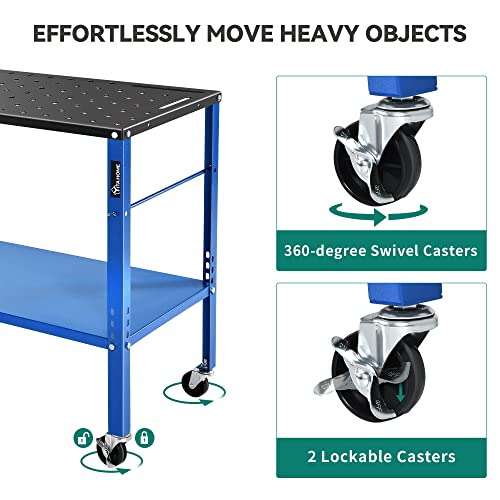 YITAHOME Portable Welding Table, 36" x 18" Welding Table Top with 5/8" Holes, Casters with Brakes, 1200lb Load Capacity Metal Welding Bench, Extra - WoodArtSupply