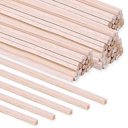 120 Pieces Balsa Wood Sticks 1/8 x 1/8 x 12 Inch Wood Strips Balsa Square Wooden Dowels Hardwood Unfinished Wood Sticks for Crafts DIY Projects