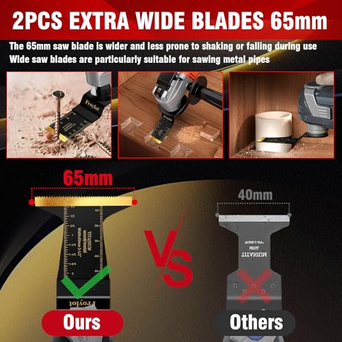 FROYLOT 24pcs Titanium Oscillating Tool Blades, Universal Multitool Blades for Metal Wood Cutting, Oscillating Saw Blade Metal Hard Material, Multi FROYLOT