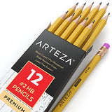 ARTEZA #2 HB Wood Cased Graphite School Pencils, Pack of 12, Bulk, Pre-Sharpened with Latex Free Erasers, Bulk, Office Supplies for Exams, School, - WoodArtSupply