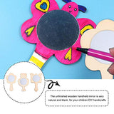 Beaupretty 15pcs Small Wooden Mirror Kids Toys Mirrors Vanity Mirror Single Side Hand Mirror Kids Art Painting Toy Travel Makeup Mirror Unfinished Beaupretty