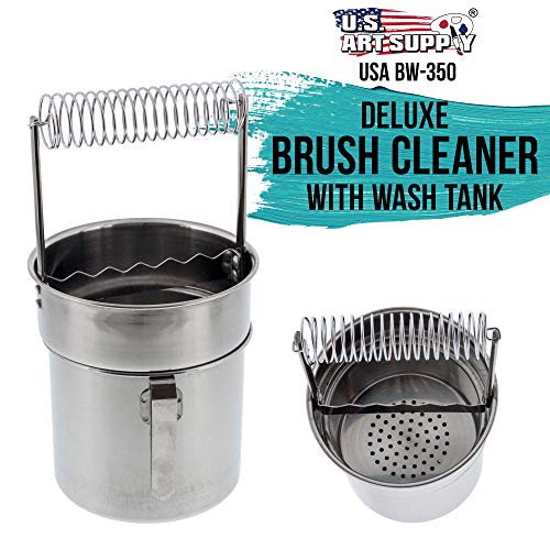 US Art Supply Deluxe Brush Cleaner-Brush Washer with Wash Tank - WoodArtSupply