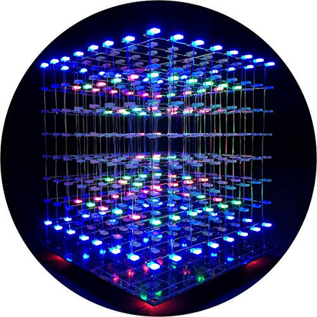 iCubeSmart 3D Led Cube Light DIY Kit with 3D Animation Editing Software Squared LED 8x8x8 Electronic Toy for Children and Teenagers Learning iCubeSmart