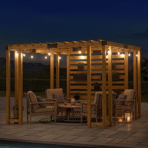 Sunjoy Wood Pergola 10 x 10.5 ft. Cedar Framed Pergolas with Adjustable Hanging Planters by SummerCove - WoodArtSupply