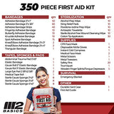 M2 BASICS Professional 350 Piece Emergency First Aid Kit | Business & Home Medical Supplies | Hard Case, Dual Layer, Wall Mountable | Office, Car, M2 BASICS