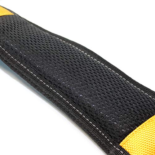 MELOTOUGH Magnetic Suspenders Tool Belt Suspenders with Large Moveable Phone Holder, Pencil Holder, Adjustable Size Padded Suspenders (Yellow) - WoodArtSupply