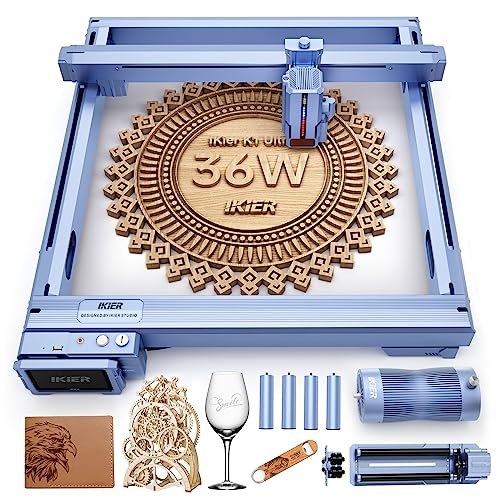IKIER K1 Ultra Laser Engraver with Air Assist and Rotary Roller, 36W Output Laser Cutter and Engraver Machine, 180W DIY Laser Engraving Machine,