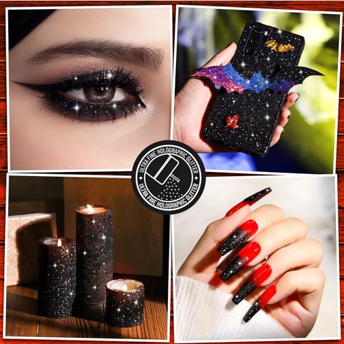 LEOBRO Black Glitter, Glitter, 150g/5.29oz Black Fine Glitter, Glitter for Crafts, Black Glitter Powder Craft Glitter Halloween Glitter, Extra Fine LEOBRO