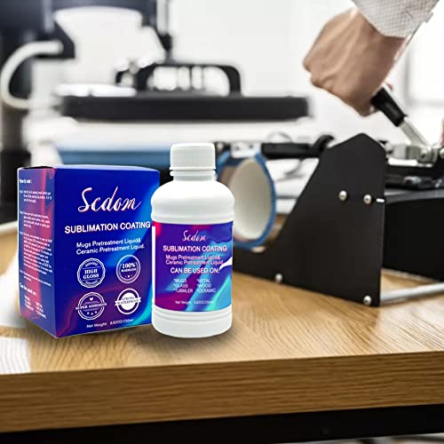 250ML Universal Sublimation Coating, Scdom Pretreatment Liquid Coating Fluid for Phones Case, Mug, Glass, Ceramic, Wood, Crystal, Metal, Acrylic, Scdom