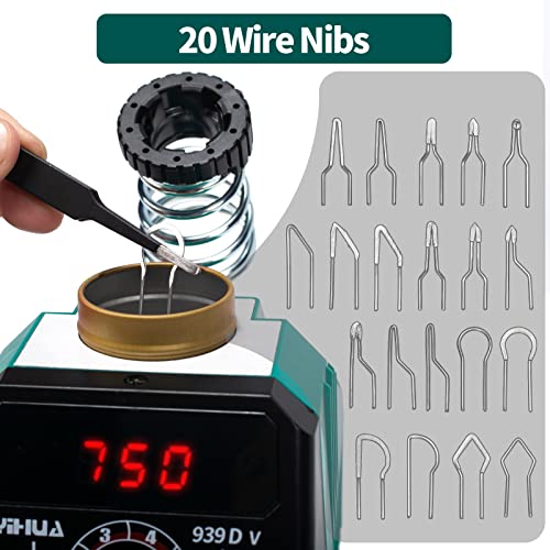 YIHUA 939D-V Wood Burning Kit with Digital Display with 20 Wire Nibs, Detachable Wood Burning Pen, 2 Wood Pieces, Tweezers Used as Wood Burning Tool YIHUA