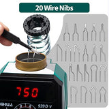 YIHUA 939D-V Wood Burning Kit with Digital Display with 20 Wire Nibs, Detachable Wood Burning Pen, 2 Wood Pieces, Tweezers Used as Wood Burning Tool YIHUA