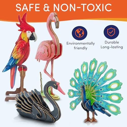 4-in-1 3D Wooden Bird Puzzle Set for Creative Kids - DIY Model Building Kits Smartstoy