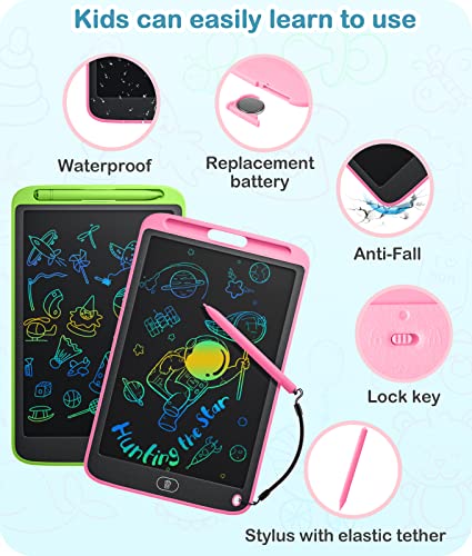 Cousper LCD Writing Tablet for Kids, 2 Pack 10 Inch Colorful Toddler Doodle Board for 3 4 5 6 7 8 Years Old Boys and Girls，Reusable Electronic - WoodArtSupply