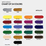 ARTIFY Acrylic Paint, Set Of 24 Color (1.29 oz, 38ml) with a storage box, Rich Pigments, Non Fading, Non Toxic Paints for Artist, Hobby Painters & ARTIFY art supplies