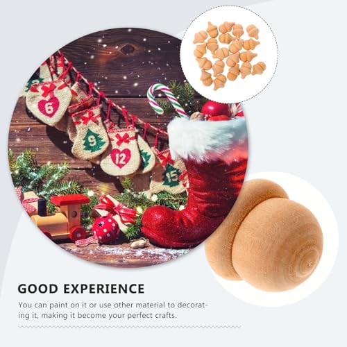 SEWACC 60 Pcs DIY Wood Christmas Tree Christmas Art for Kids Wedding Peg Doll Wood peg Doll Unfinished Christmas Snowman Peg Doll Wood Acorn Cutouts SEWACC