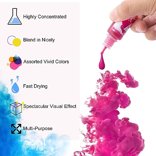 Alcohol Ink Set 30 Bottles - 20 Vibrant Color with 10 Metallic Colors Alcohol-Based Ink for Epoxy Resin Art, Resin Petri Dish Making - Alcohol Color