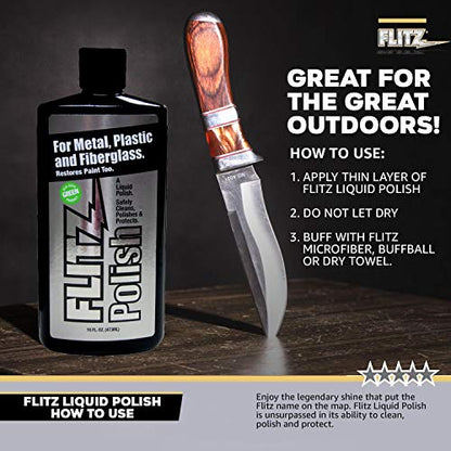 Flitz Metal Polish and Cleaner Liquid for All Metal, Also Works On Plastic, Fiberglass, Aluminum, Jewelry, Sterling Silver: Great for Headlight