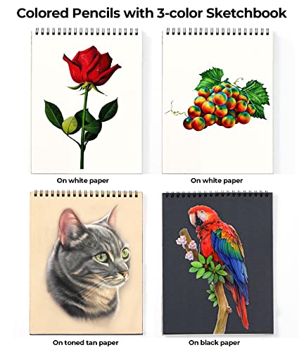 PRINA Art Supplies 120-Color Colored Pencils Set for Adults Coloring Books with Sketchbook, Professional Vibrant Artists Drawing Sketching Blending PRINA