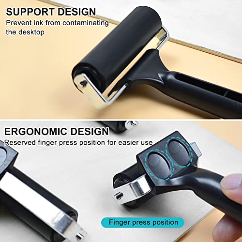 4-Inch Rubber Brayer Roller for Printmaking, Manual Roller Tool for Printmaking/Wallpaper/Gluing Application/Painting/Craft ATB