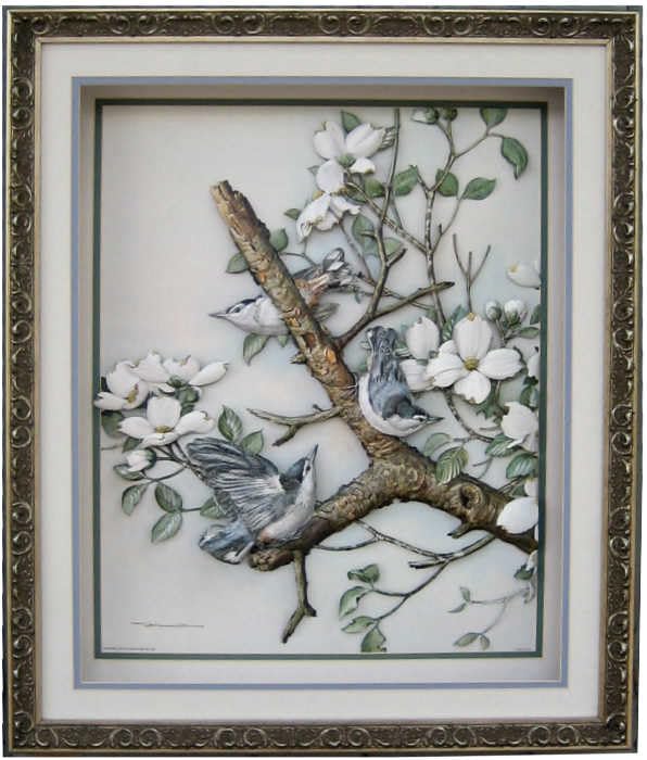 DSC White Breasted Nuthatches Birds Paper Tole 3D Decoupage Craft Kit Size 8x10 inches 56189 (The Additional Pictures Show Examples of This Craft Kit DSC