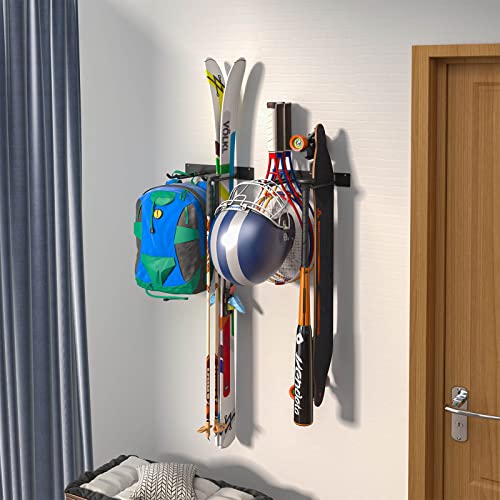 Godboat Garage Shelving, 4 Hooks Tool Organizer, Garage Storage, 2 Pack Garage Organization, Heavy-Duty Garden Tool Organizer, Max Load 220 lbs, Godboat